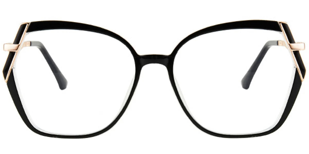 B10 Black Geometric Glasses