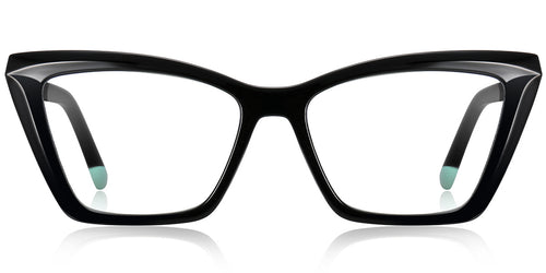B9 Black Rectangle Cat Eye Glasses