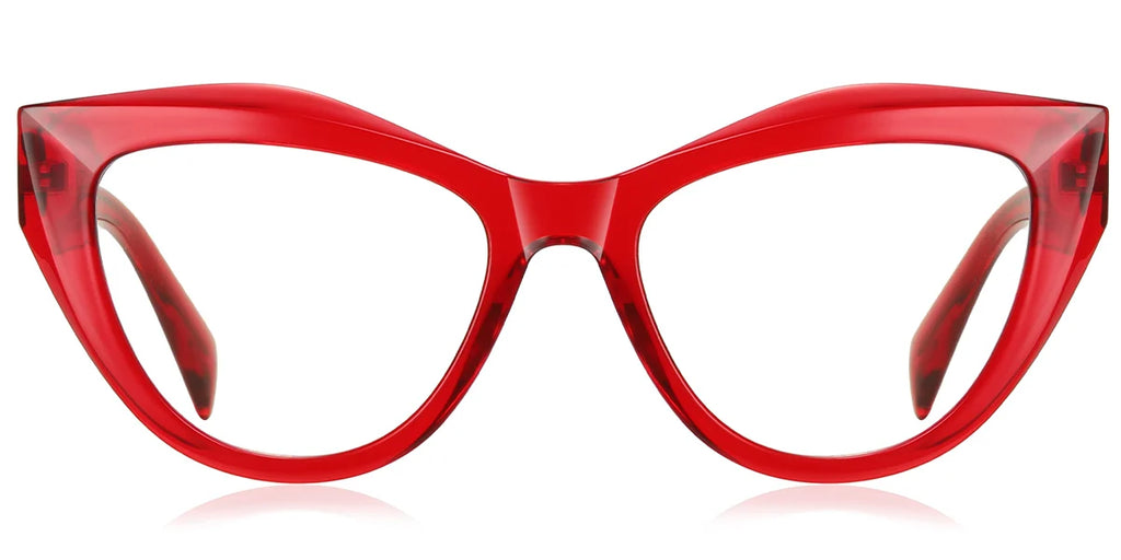 R10 Red Cat Eye Geometric Eyeglasses