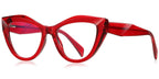 R10 Red Cat Eye Geometric Eyeglasses