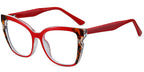 R3 Red Square Cat Eye Glasses